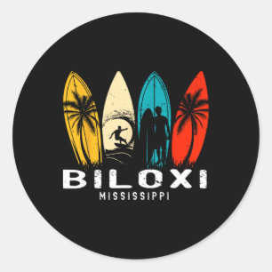 Retro Mississippi Biloxi Surfer-Design Runder Aufkleber