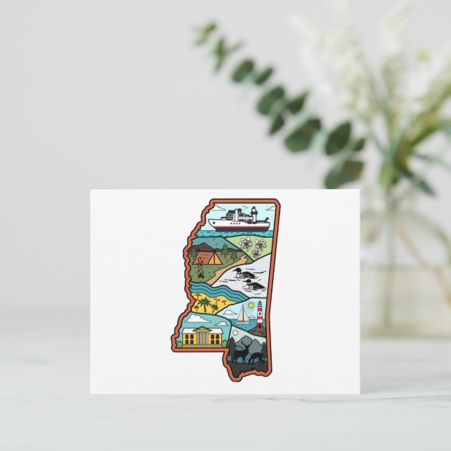 Retro Mississippi Postkarte (Stehend Vorderseite)