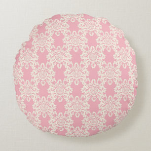 Retro mit Blumendamast Rundes Kissen