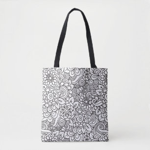 Retro mit Blumengekritzel 2 Tasche