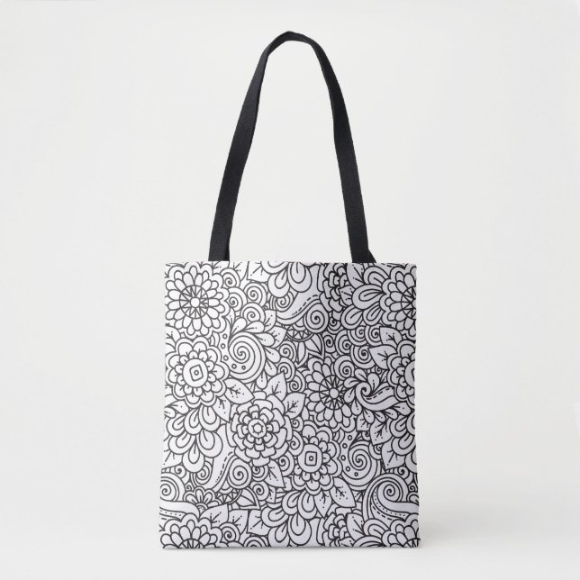 Retro mit Blumengekritzel 2 Tasche (Vorderseite)