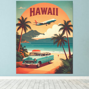 Retro-Mitte des 20. Jahrhunderts Hawaii-Reise-Tour Leinwanddruck