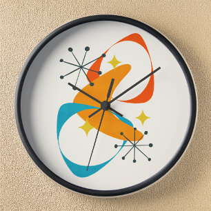 Retro Mitte des Jahrhunderts Atomares Weltraumzeit Uhr
