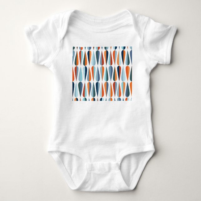 Retro Mitte des Jahrhunderts, Fallformen Muster. Baby Strampler (Vorderseite)