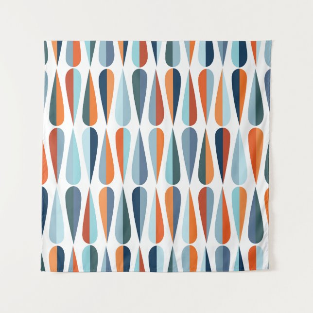 Retro Mitte des Jahrhunderts, Fallformen Muster. Wandteppich (Vorderseite)