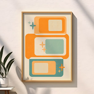 Retro-Mitte-des-Jahrhunderts-Geometrisch-Abstrakt- Poster