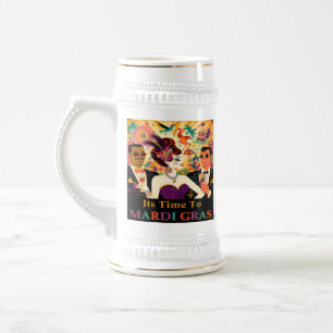 Retro-Mitte-des-Jahrhunderts Mardi-Gras-Cocktailpa Bierglas