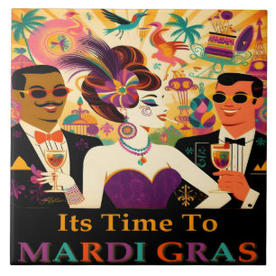 Retro-Mitte-des-Jahrhunderts Mardi-Gras-Cocktailpa Fliese
