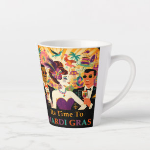 Retro-Mitte-des-Jahrhunderts Mardi-Gras-Cocktailpa Milchtasse