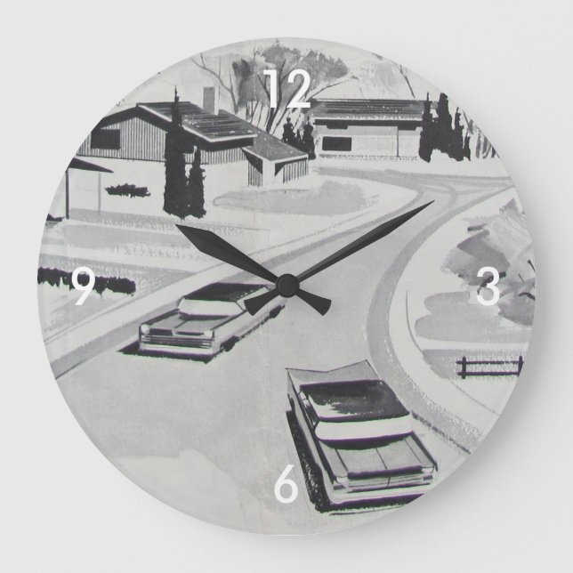 Retro Mitte des Jahrhunderts modern Große Wanduhr (Vorderseite)