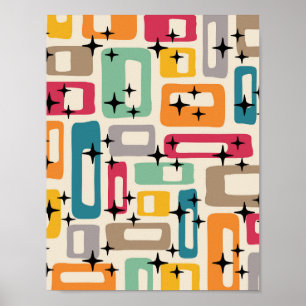 Retro Mitte des Jahrhunderts Moderne Abstrakt Poster