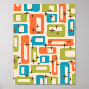 Retro-Mitte-des-Jahrhunderts-Moderne-Abstrakt Poster