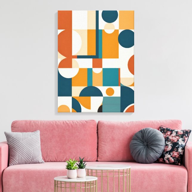 Retro Mitte des Jahrhunderts Moderne geometrische  Leinwanddruck (Insitu (Wohnzimmer))