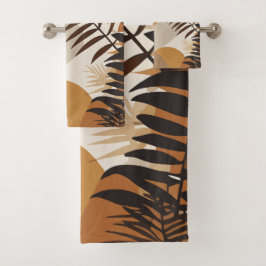 Retro Mitte des Jahrhunderts Moderne Herbstpalmenb Badhandtuch Set