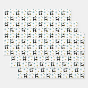 Retro Mitte des Jahrhunderts Moderne Katze Geschenkpapier Set