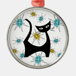 Retro Mitte des Jahrhunderts Moderne Katze Ornament Aus Metall