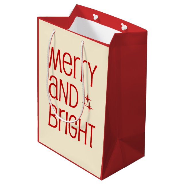 Retro Mitte des Jahrhunderts Moderne Minimal Merry Mittlere Geschenktüte (Rückseite Schrägansicht)