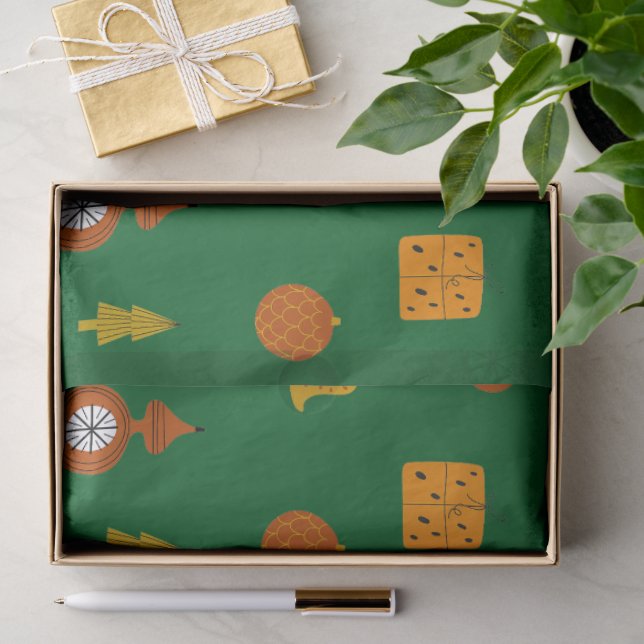 Retro Mitte des Jahrhunderts Moderne Weihnachtssym Seidenpapier (Geschenk)