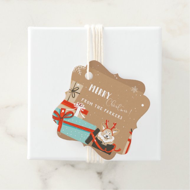 Retro Mitte des Jahrhunderts Moderner Weihnachtsur Geschenkanhänger (Beispiel)