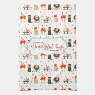 Retro Mitte des Jahrhunderts Moderner Weihnachtsur Geschirrtuch