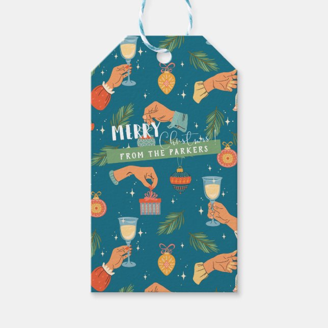 Retro Mitte des Jahrhunderts Modernes Weihnachtsge Geschenkanhänger (Vorderseite)