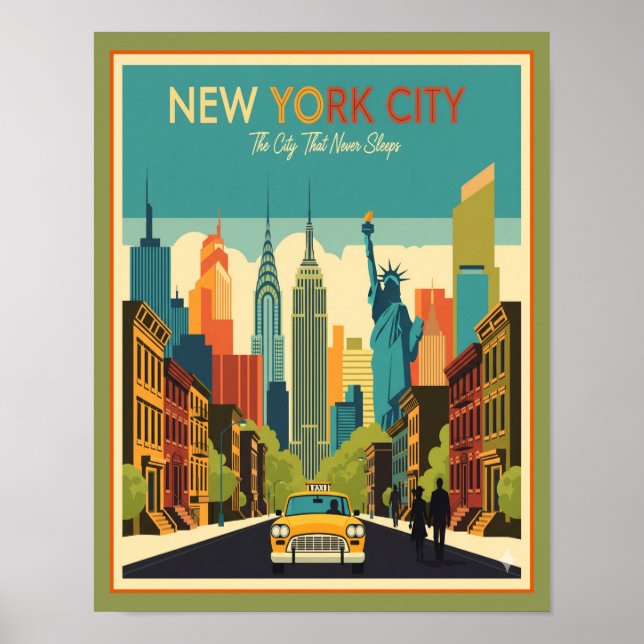 Retro Mitte des Jahrhunderts New York City Poster (Vorne)