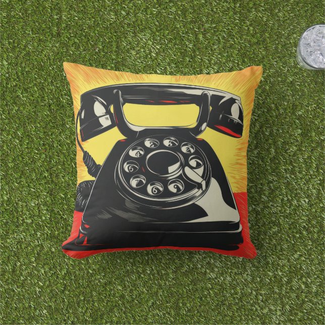 Retro Mitte des Jahrhunderts Telefone Pop Art Desi Kissen (Golfball-Marker)