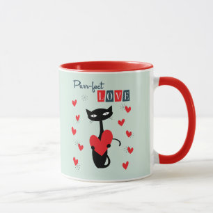 Retro Mitte Jahrhundert Atomic Valentine's Day Cat Tasse