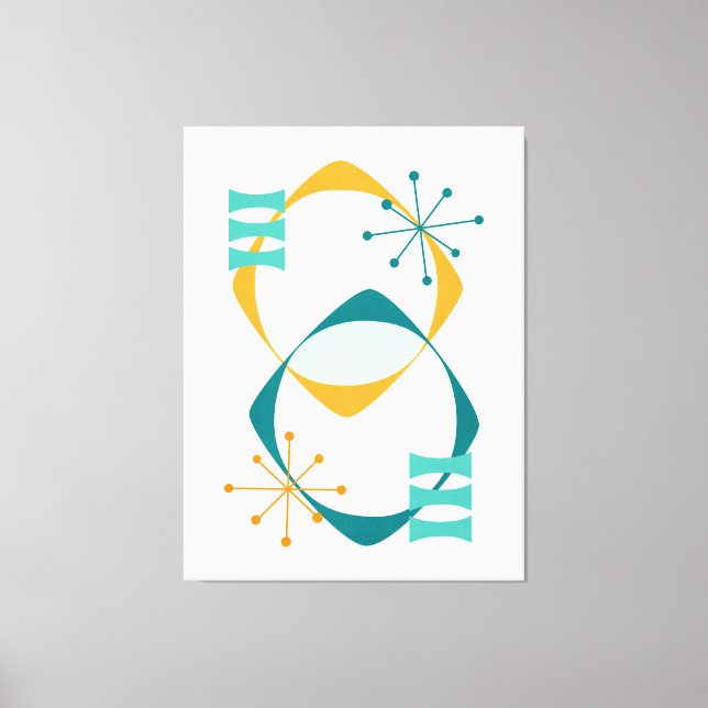 Retro Mitte Jahrhundert Atomzeitalter 24 Aquamarin Leinwanddruck (Vorderseite)