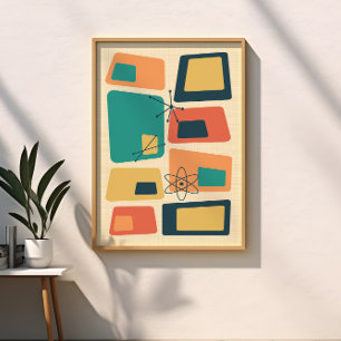 Retro Mitte Jahrhundert Atomzeitalter Abstrakte Ku Poster