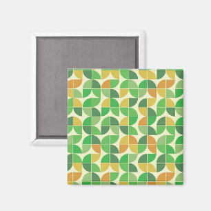 Retro Mitte Jahrhundert Geometrisches Blumengrün Magnet