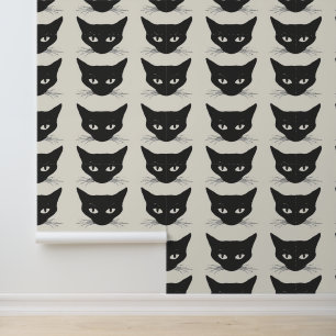 Retro Mitte Jahrhundert Moderne schwarze Katzenwan Tapete