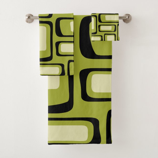 Retro Mitte Jahrhundert Modernes Abstrakt Badhandtuch Set (Insitu)