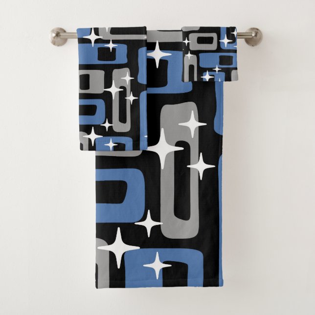 Retro Mitte Jahrhundert Modernes Abstrakt Badhandtuch Set (Insitu)