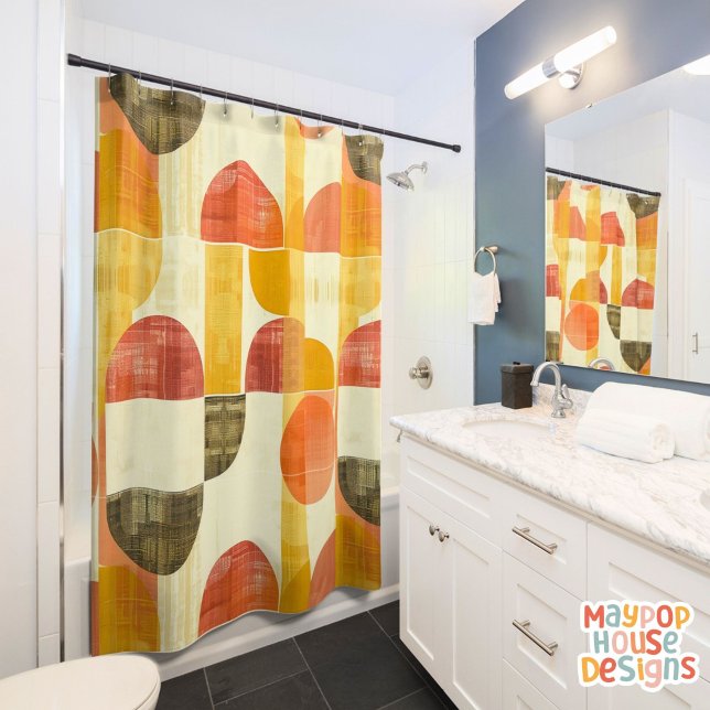 Retro Mitte Jahrhundert Modernes Abstrakt Duschvorhang (mid century modern shower curtain bathroom decor)