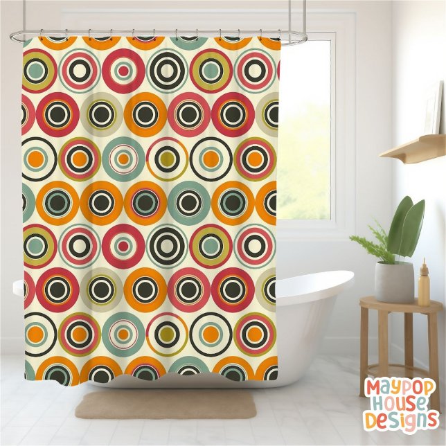 Retro Mitte Jahrhundert Modernes Abstrakt Duschvorhang (mid century modern shower curtain bathroom decor)