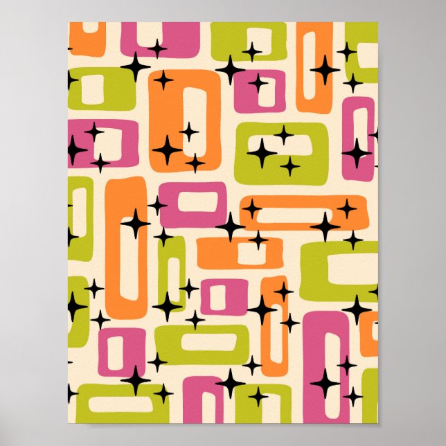 Retro Mitte Jahrhundert Modernes Abstrakt Poster (Vorne)