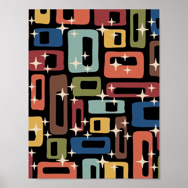 Retro Mitte Jahrhundert Modernes Abstrakt Poster (Vorne)