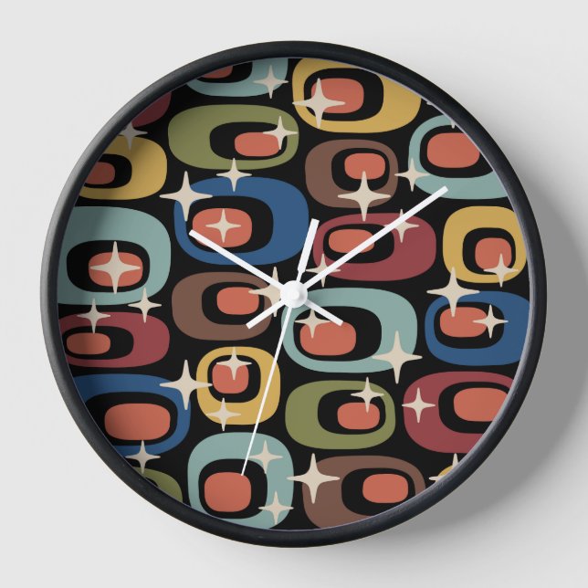 Retro Mitte Jahrhundert Modernes Abstrakt Uhr (Vorderseite)