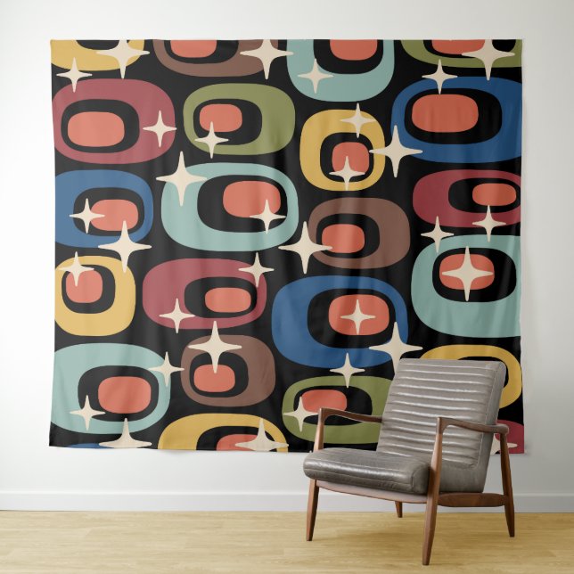 Retro Mitte Jahrhundert Modernes Abstrakt Wandteppich (Beispiel (Horizontal))