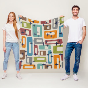 Retro Mitte Jahrhundert Modernes Abstraktes Muster Fleecedecke