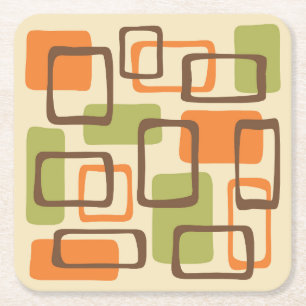 Retro Mitte Jahrhundert Modernes Abstraktes Muster Rechteckiger Pappuntersetzer