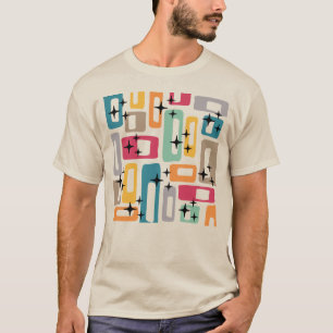 Retro Mitte Jahrhundert Modernes Abstraktes Muster T-Shirt