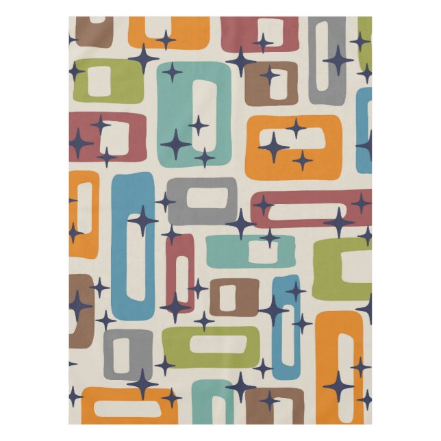 Retro Mitte Jahrhundert Modernes Abstraktes Muster Tischdecke (Vorderseite)