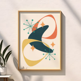 Retro Mitte Jahrhundert Modernes Atomzeitalter Abs Poster