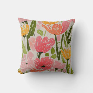 Retro Mitte Jahrhundert Modernes Blumendesign Kissen