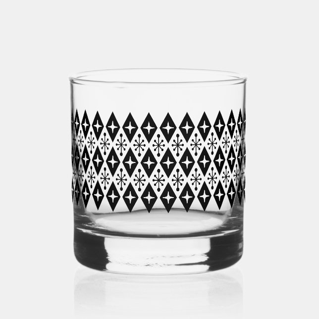 Retro Mitte Jahrhundert Modernes Sternexplosion Mu Whiskyglas (Vorderseite)