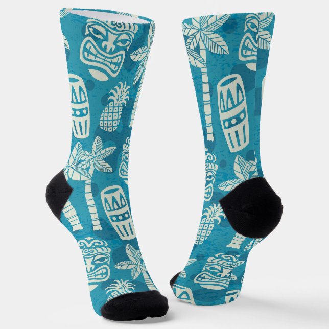 Retro Mitte Jahrhundert Modernes Tiki Muster Socken (Gewinkelt)
