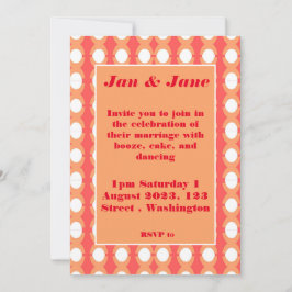 Retro Mitte Jahrhundert Orange & Pink Hochzeit Ein Einladung