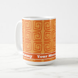 Retro Mitte Orange Muster Personalisiert Kaffeetasse
